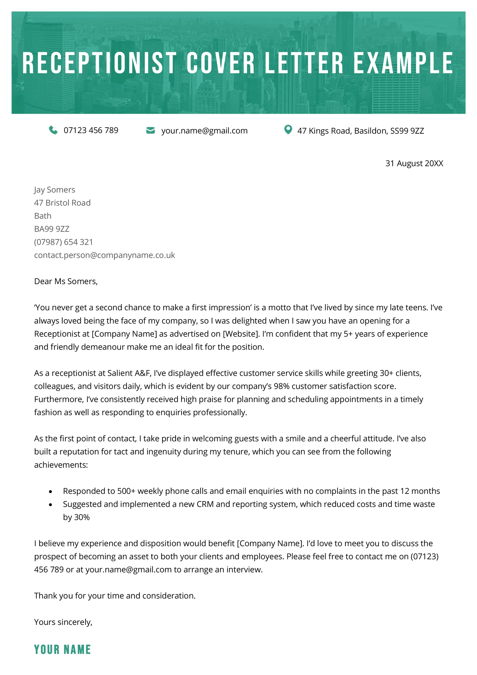 40246 cover letter formatting