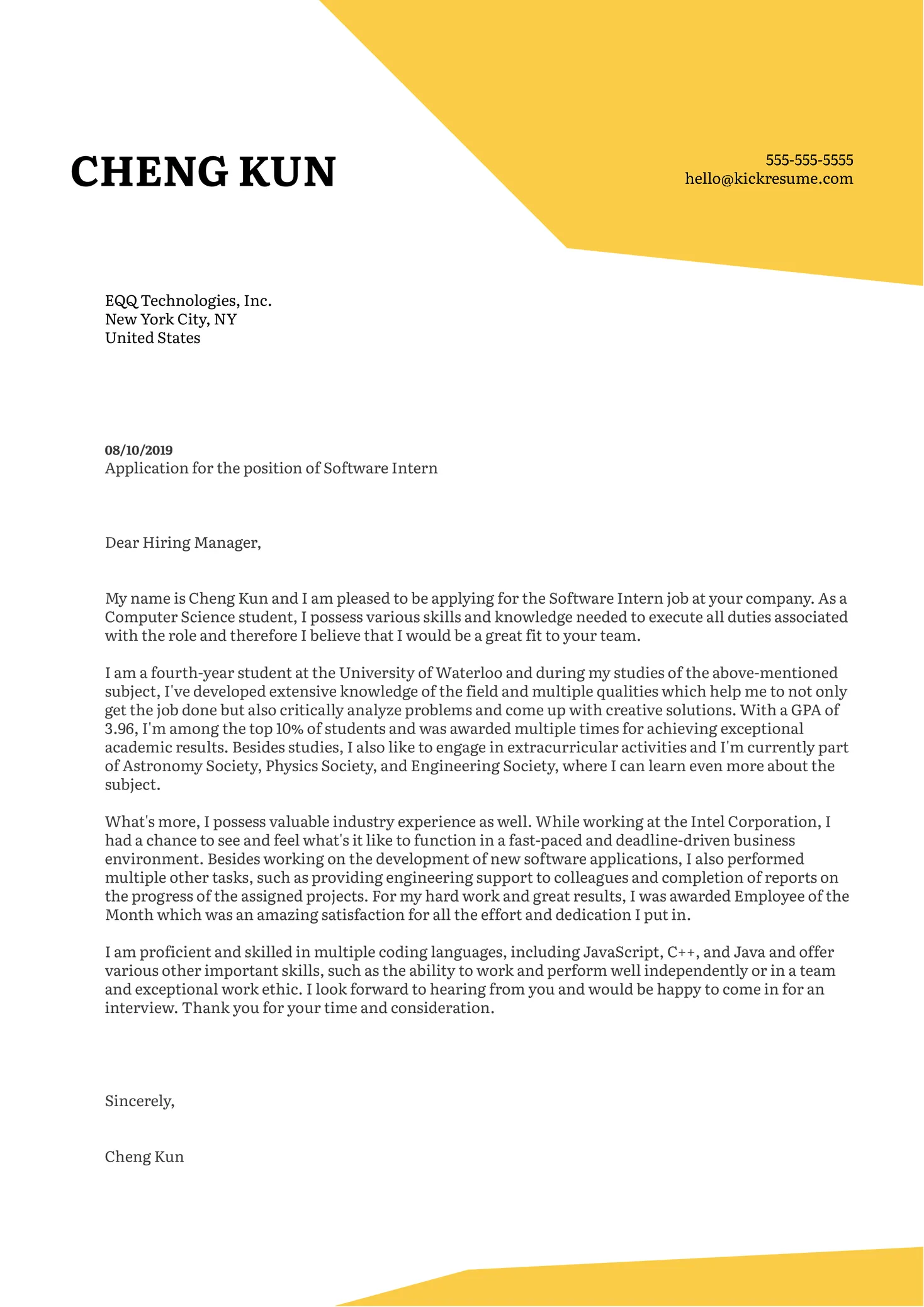 40257 cover letter structure