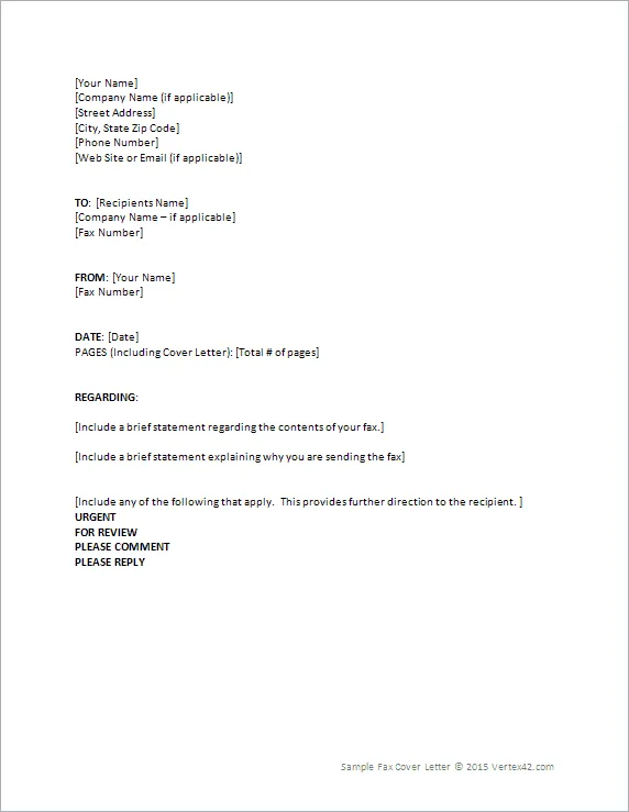 40261 fax cover letter template 7