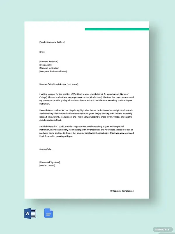 40263 teaching cover letter template 2