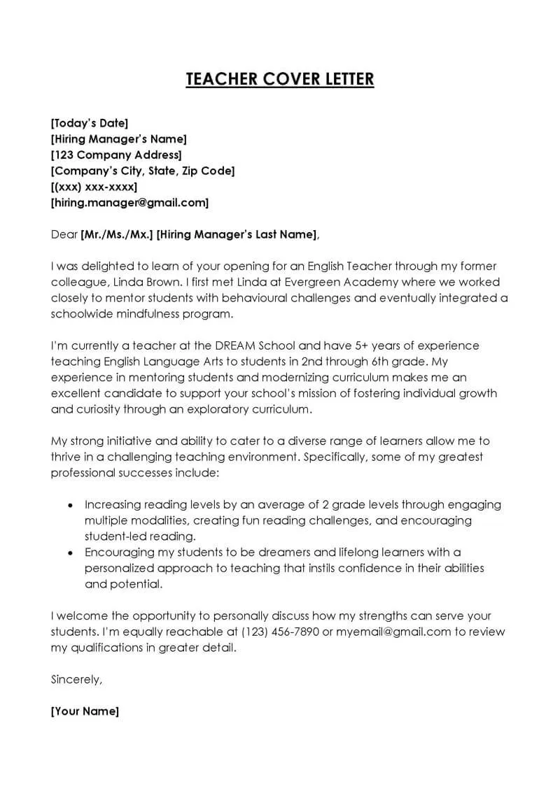 40263 teaching cover letter template 7