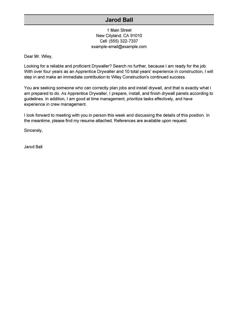 40265 apprenticeship cover letter components