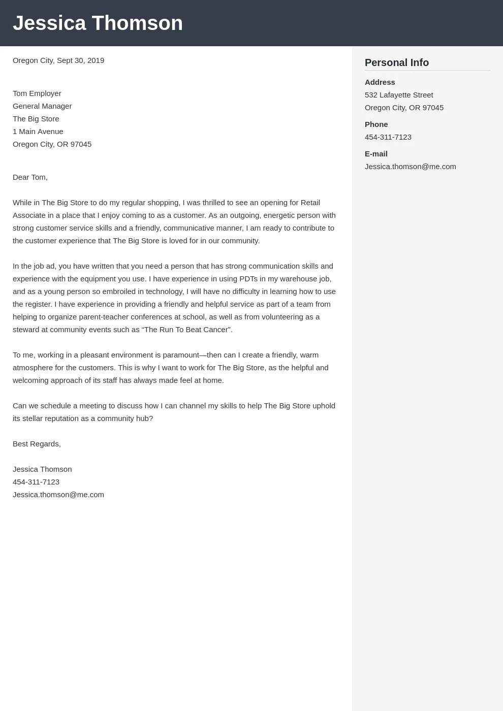40269 cover letter formatting