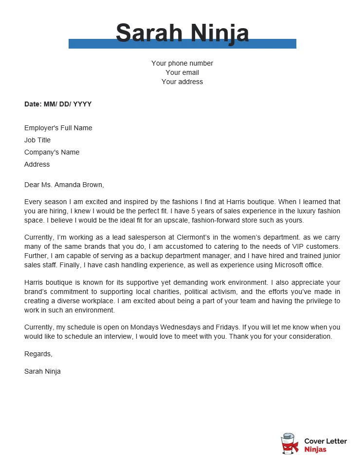 40269 retail cover letter header