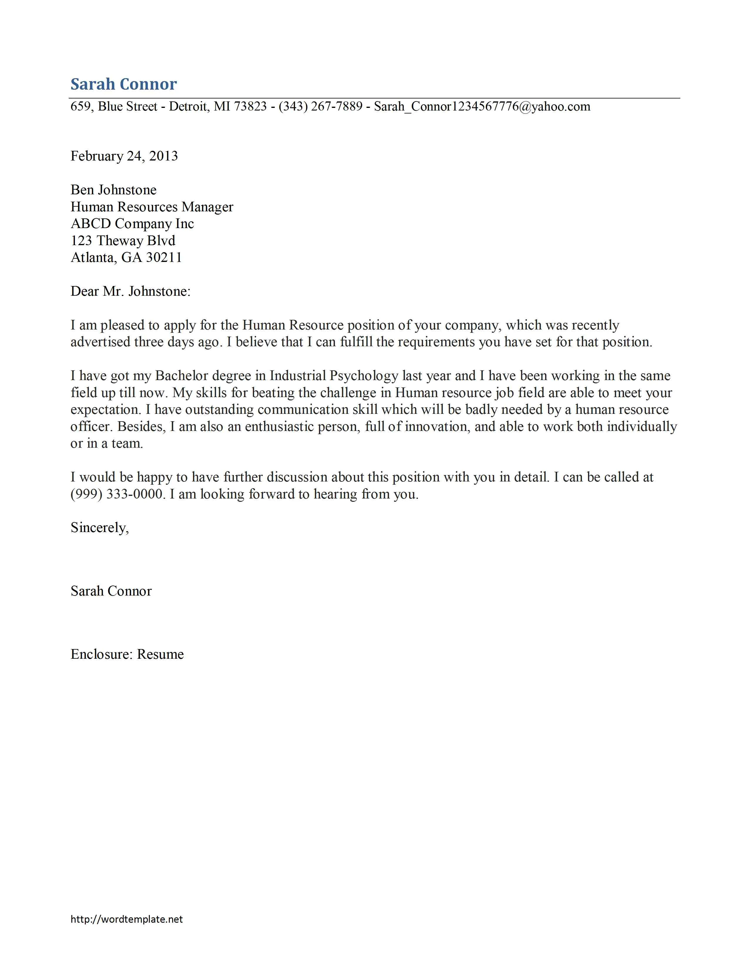 40281 hr cover letter components