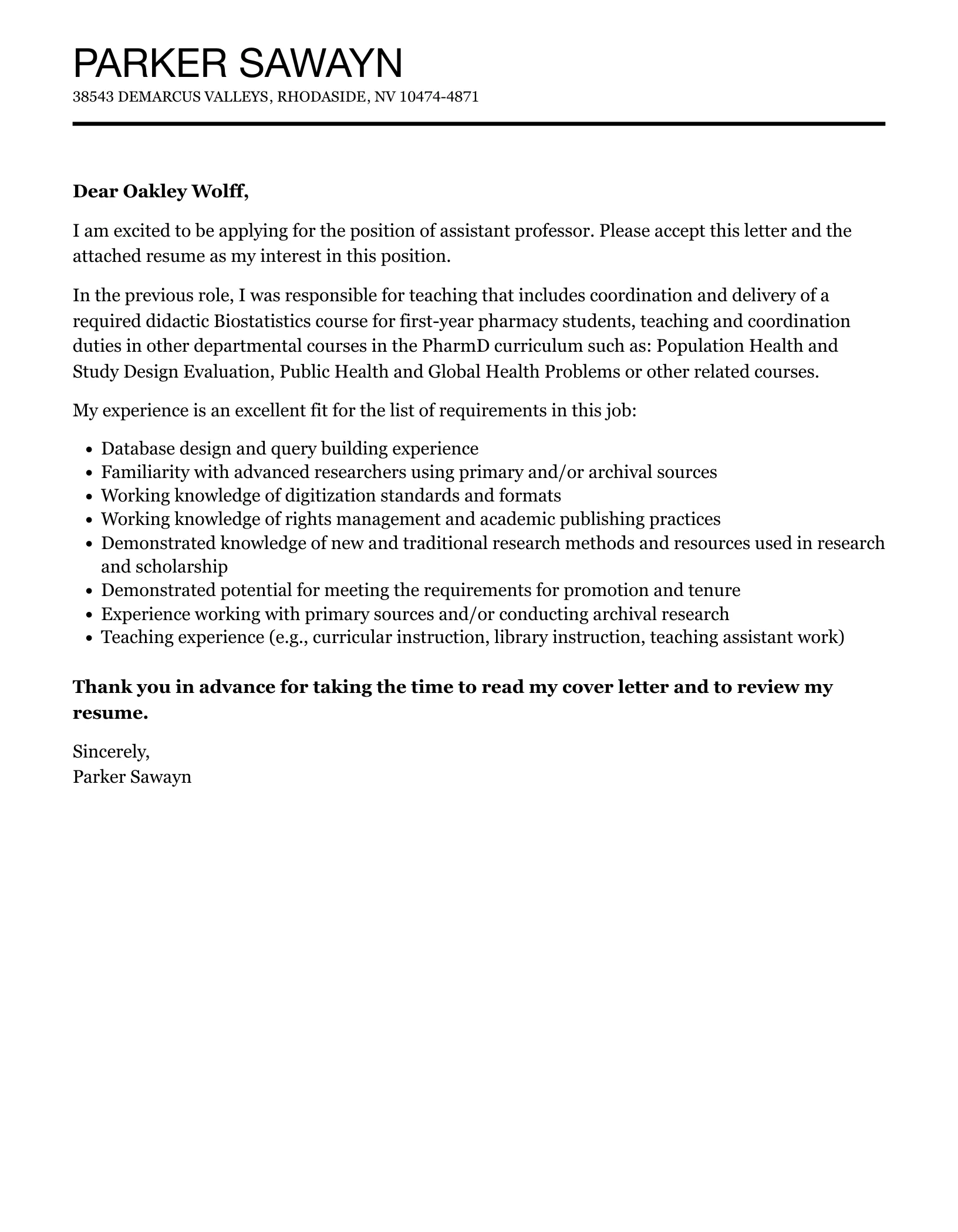 40300 tailoring cover letter professor