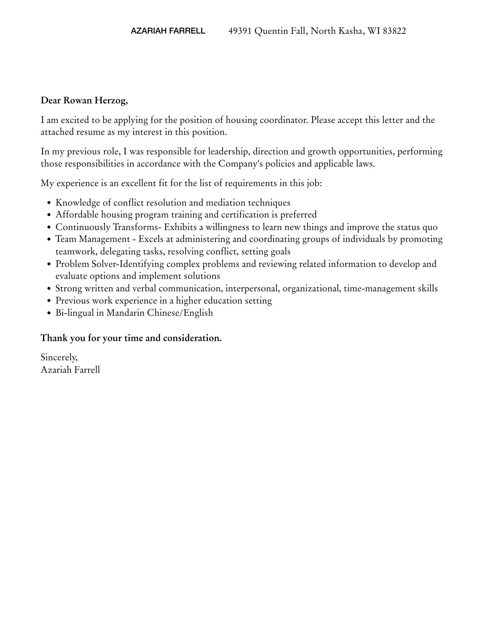 40308 formatting cover letter