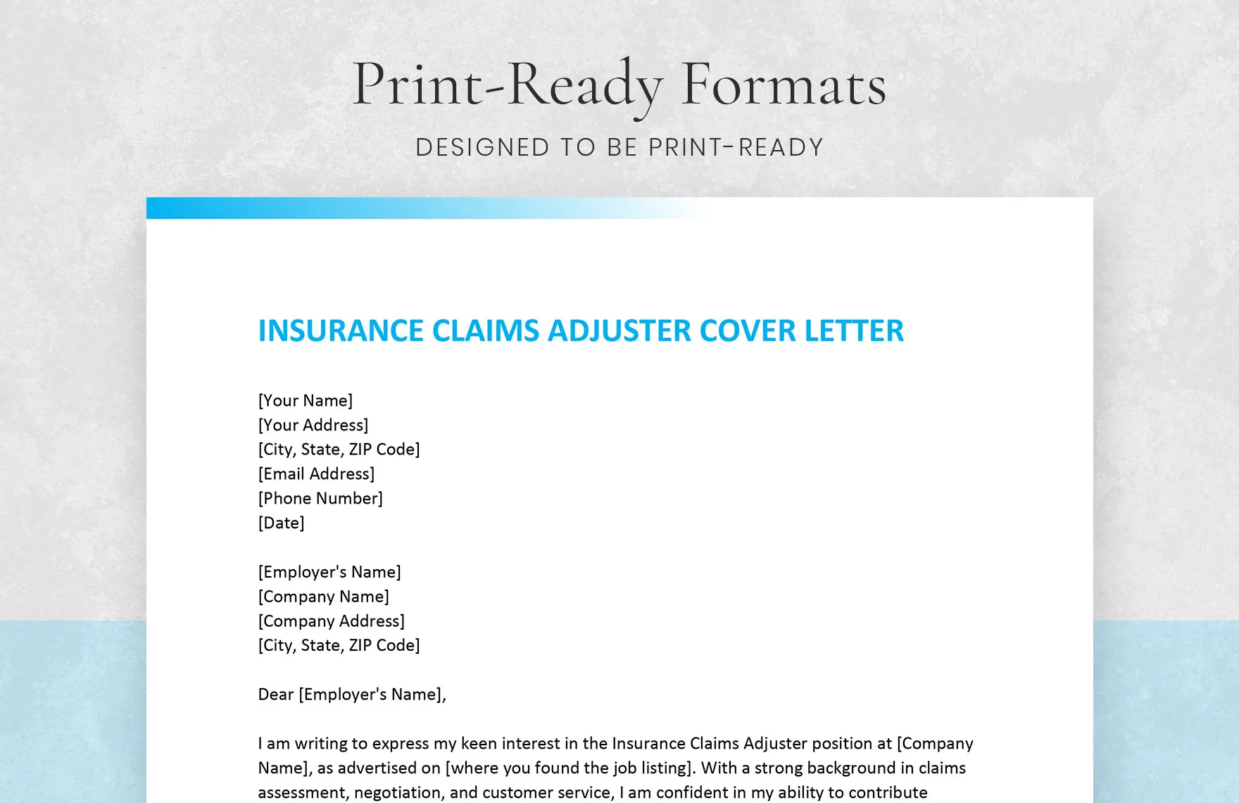 40318 insurance claims adjuster cover letter skills