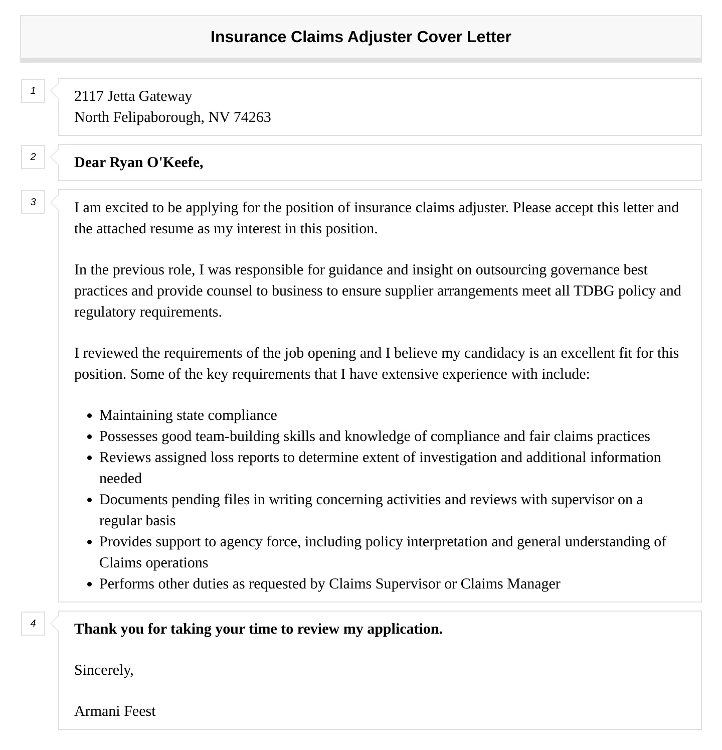 40318 insurance claims adjuster cover letter tailoring