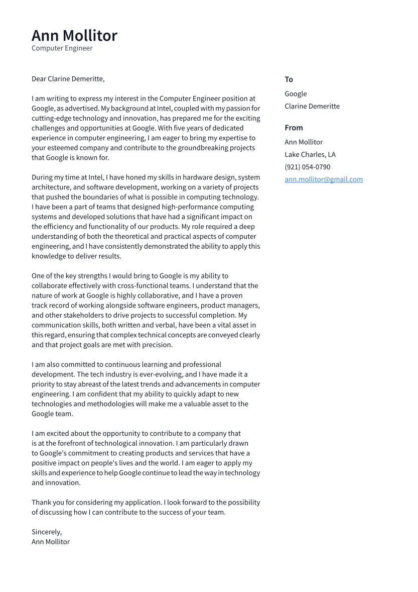 40319 computer engineer cover letter