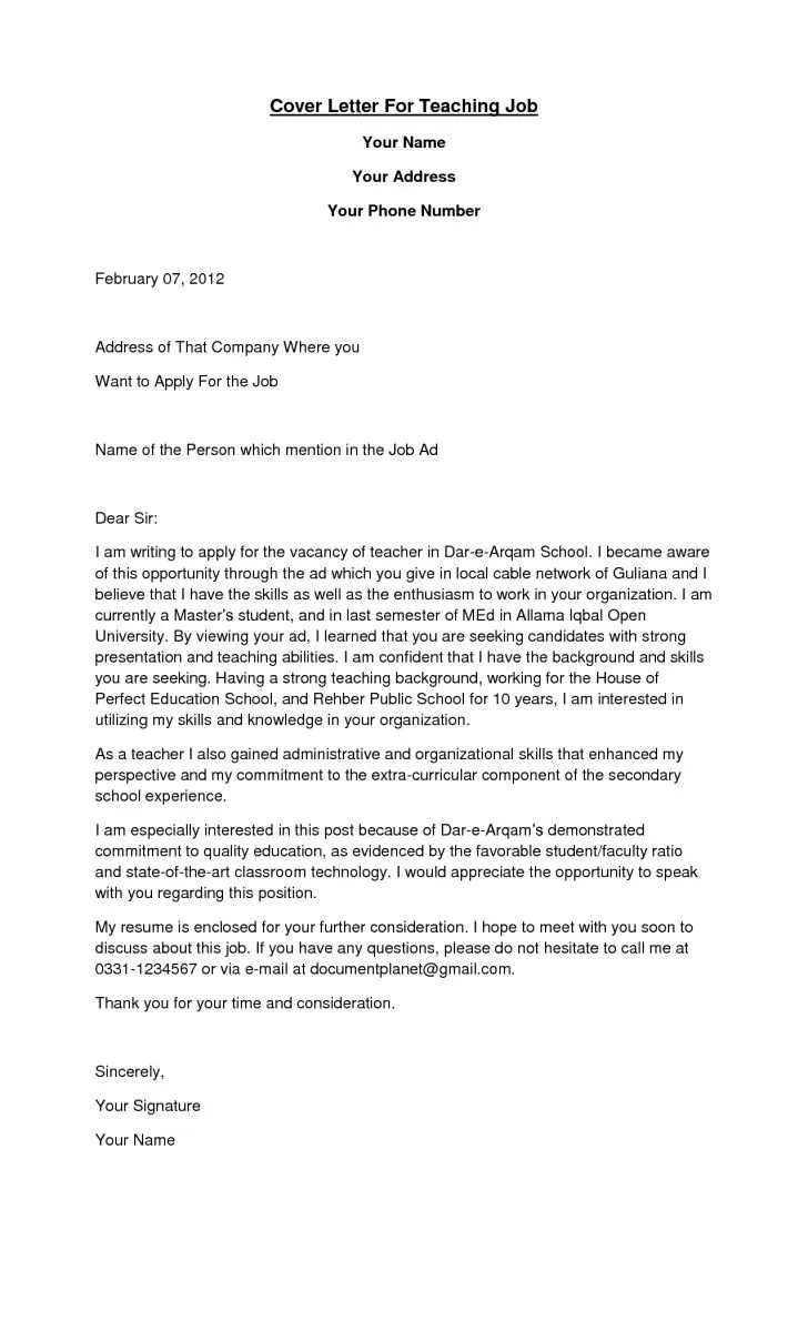40328 teacher cover letter writing