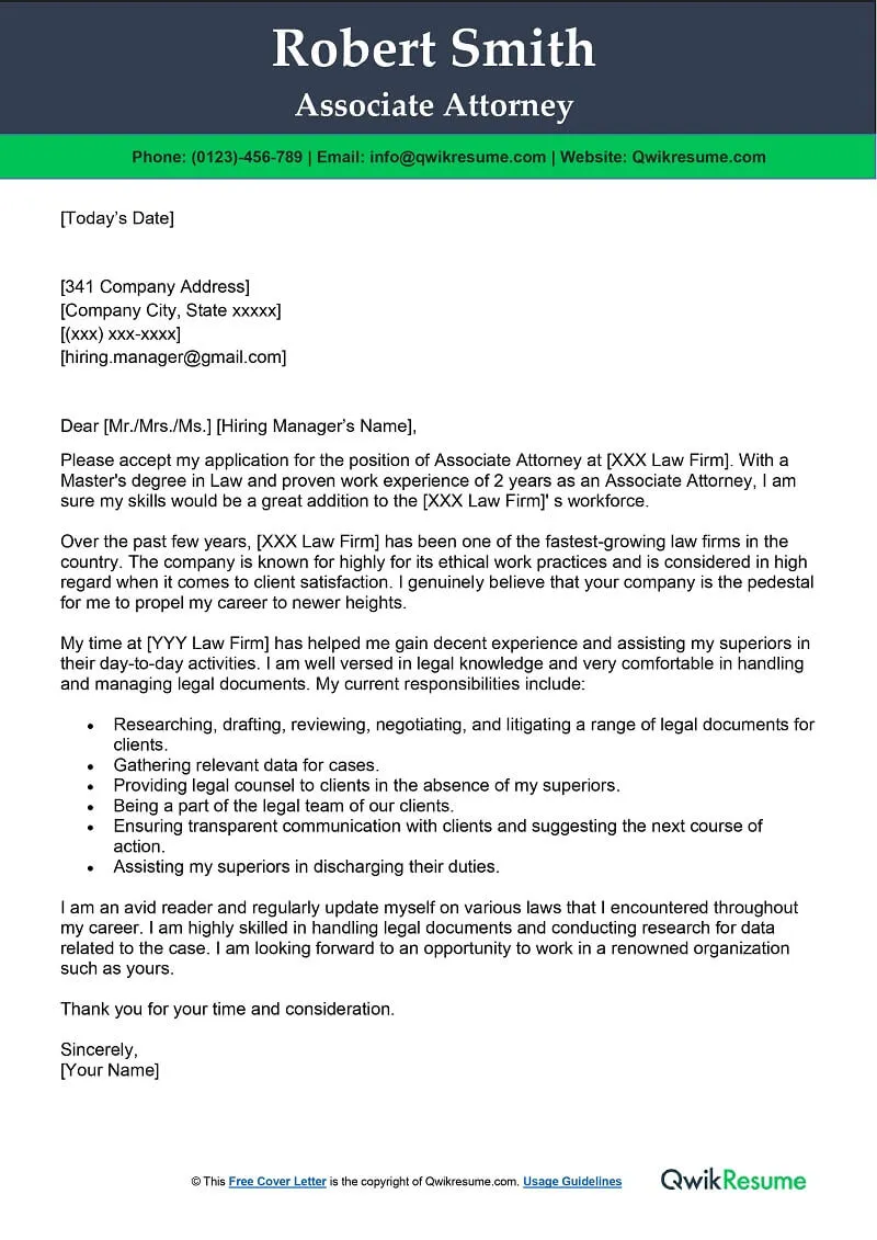 40338 associate attorney cover letter components