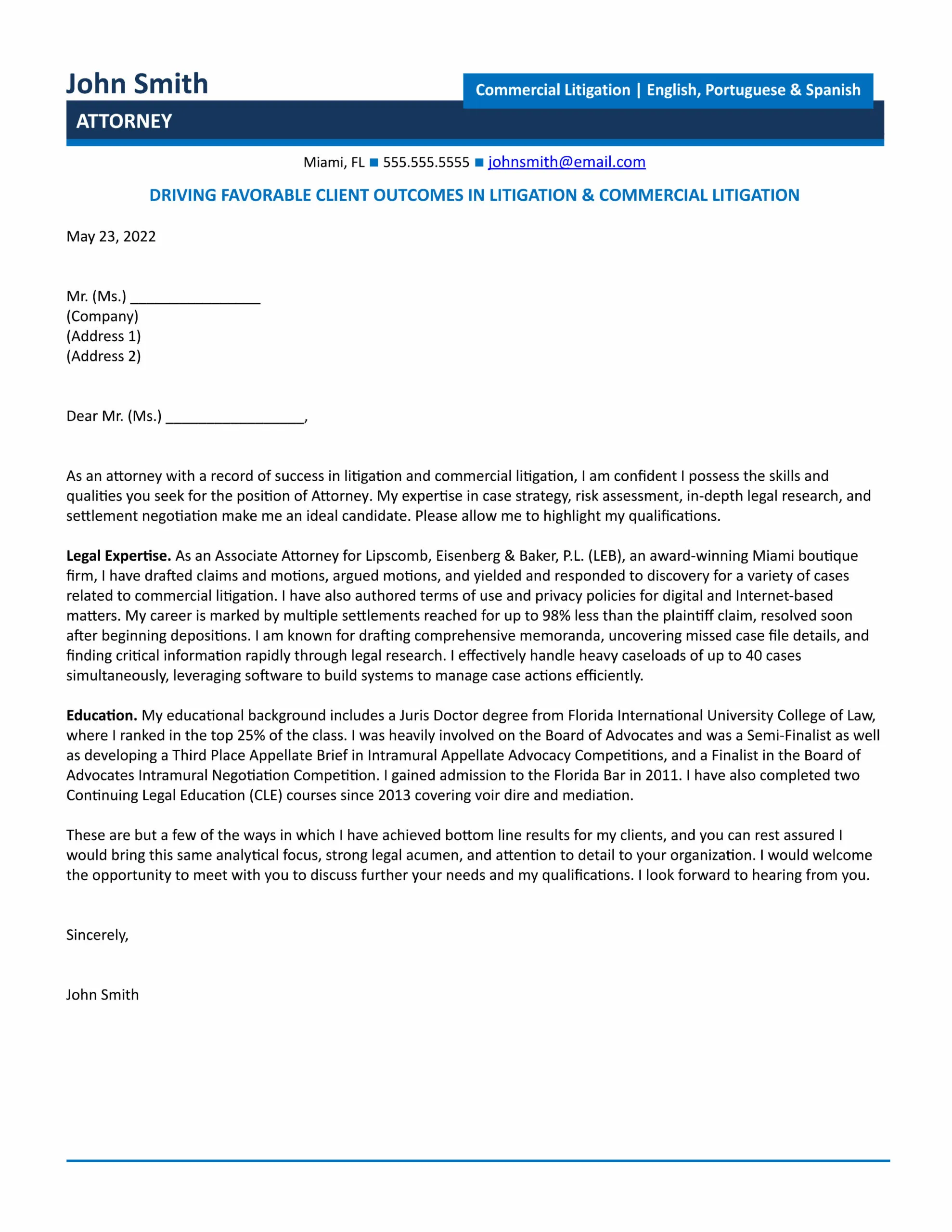 40338 associate attorney cover letter experience