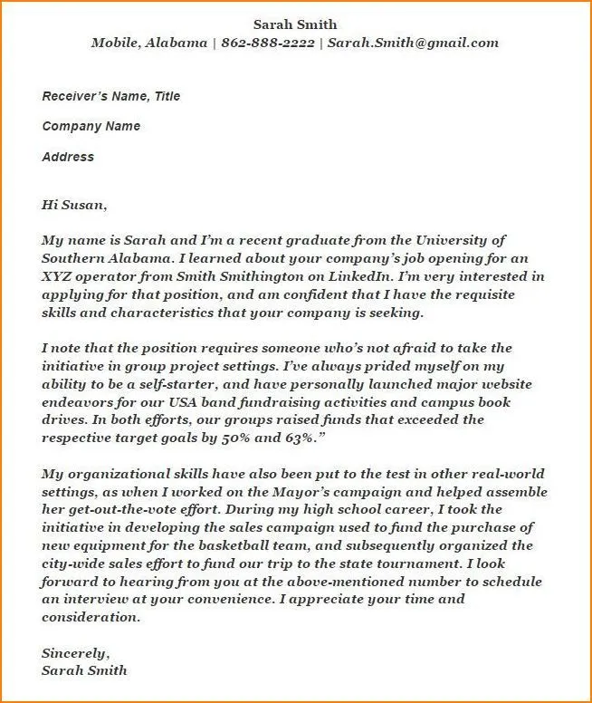 40341 cover letter format