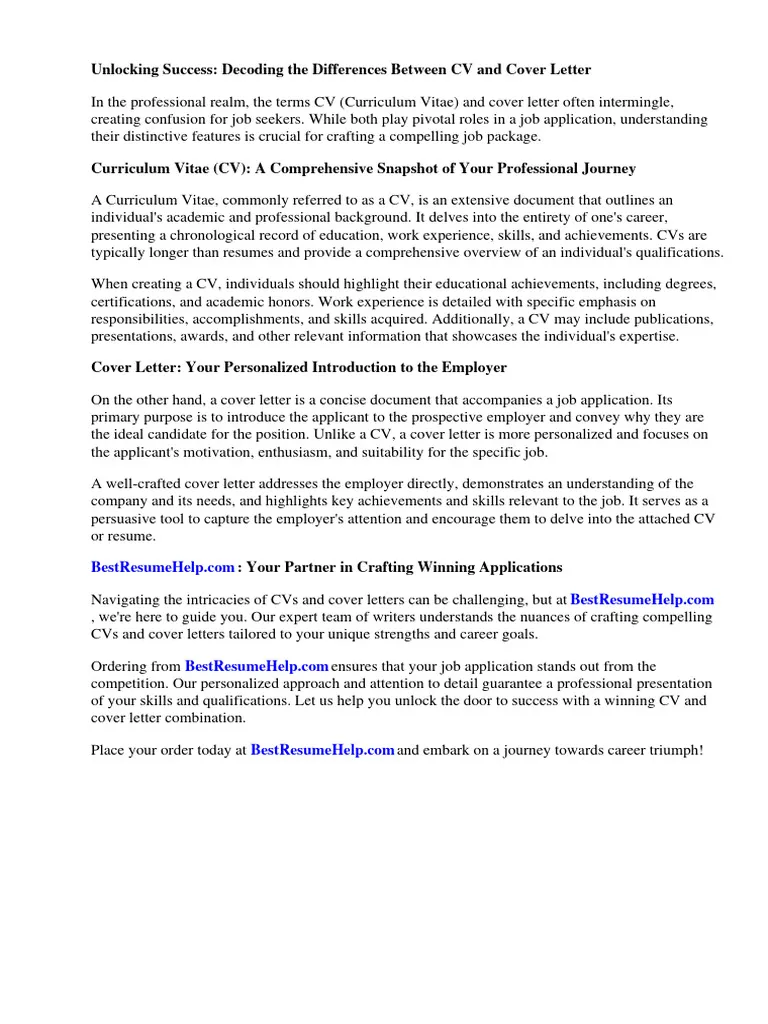 40343 cv vs resume cover letter differences