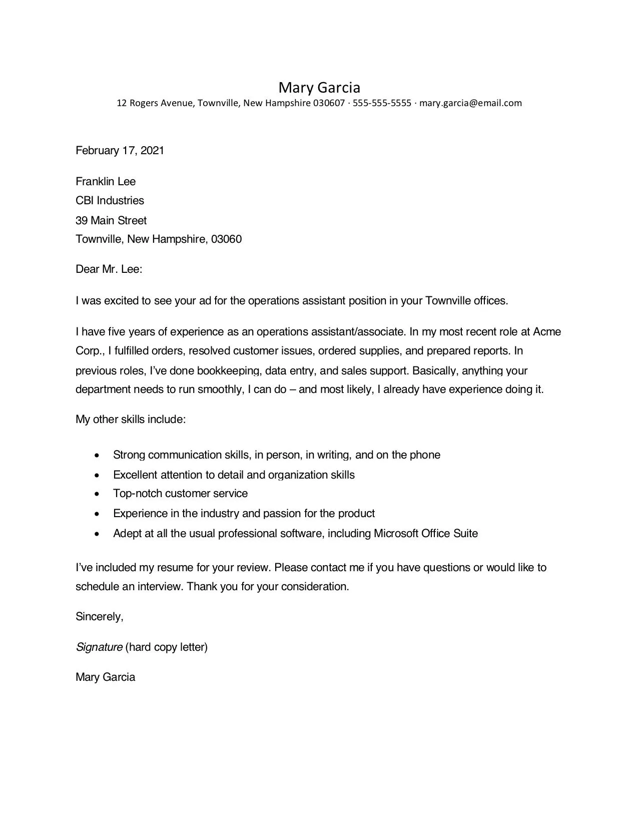 40354 general greeting cover letter
