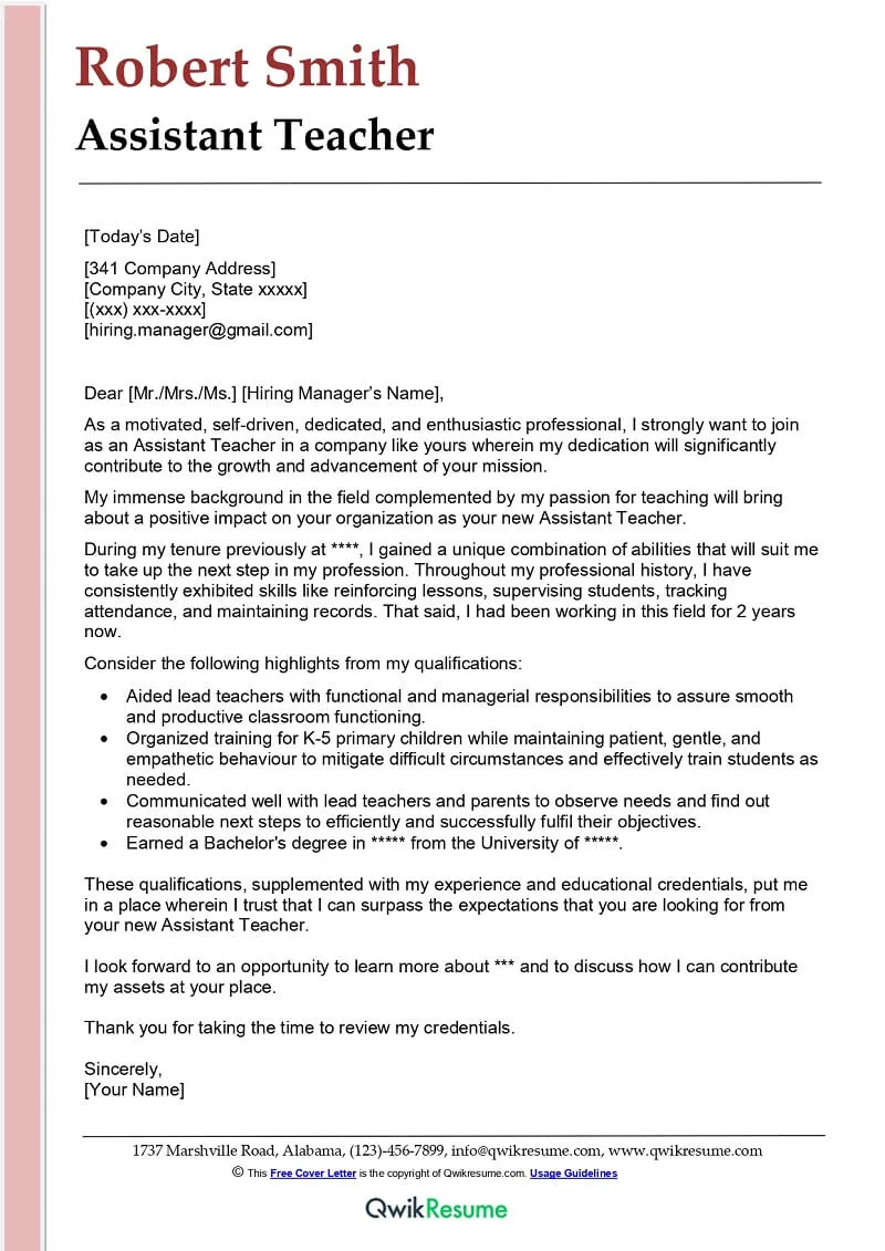 40358 substitute teacher cover letter