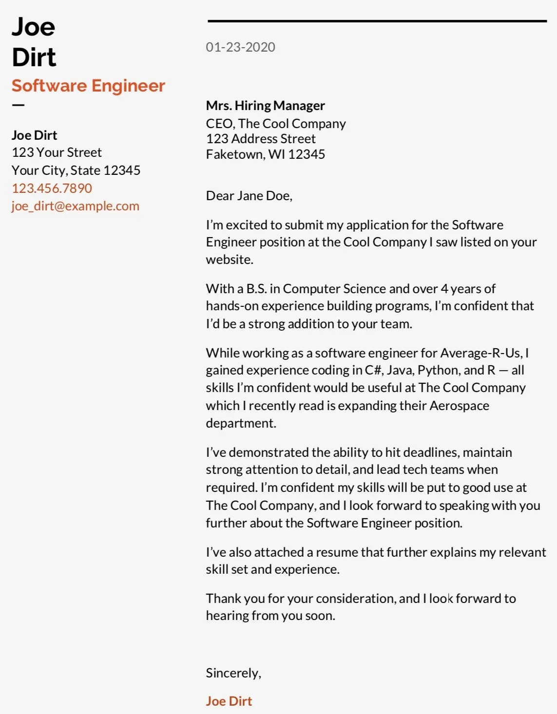 40361 contact information cover letter