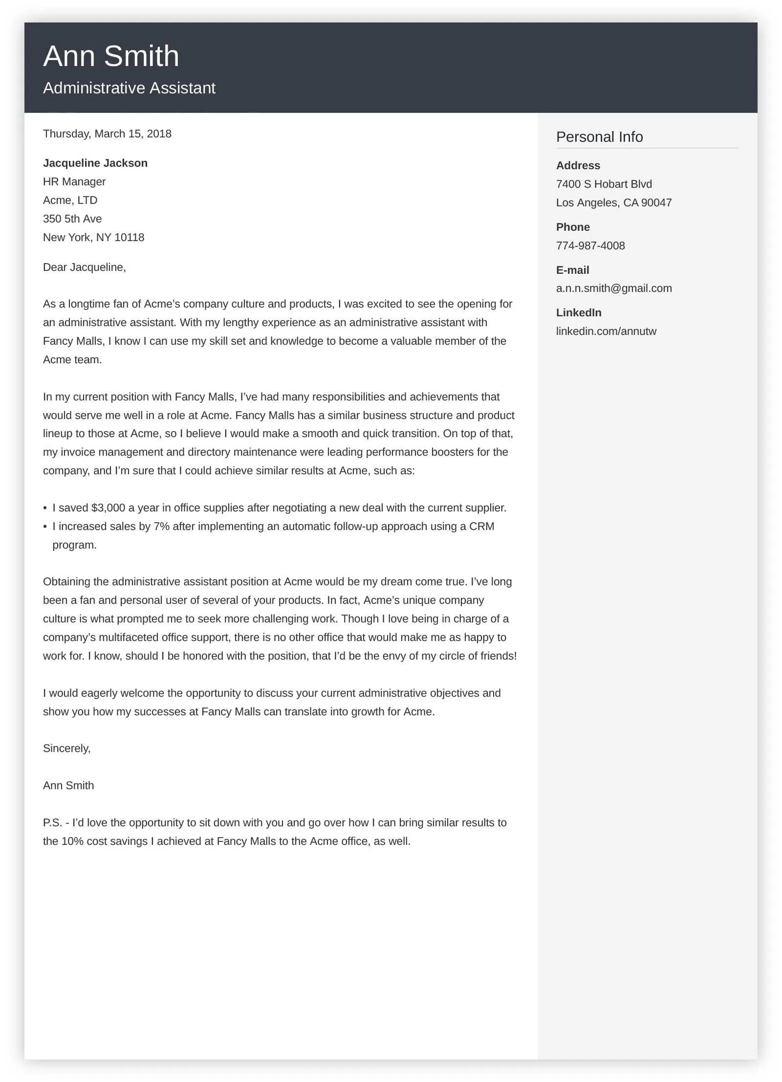 40363 cover letter achievements