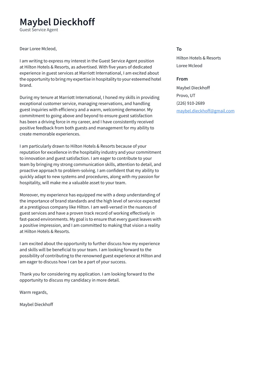 40364 cover letter guest service agent 7