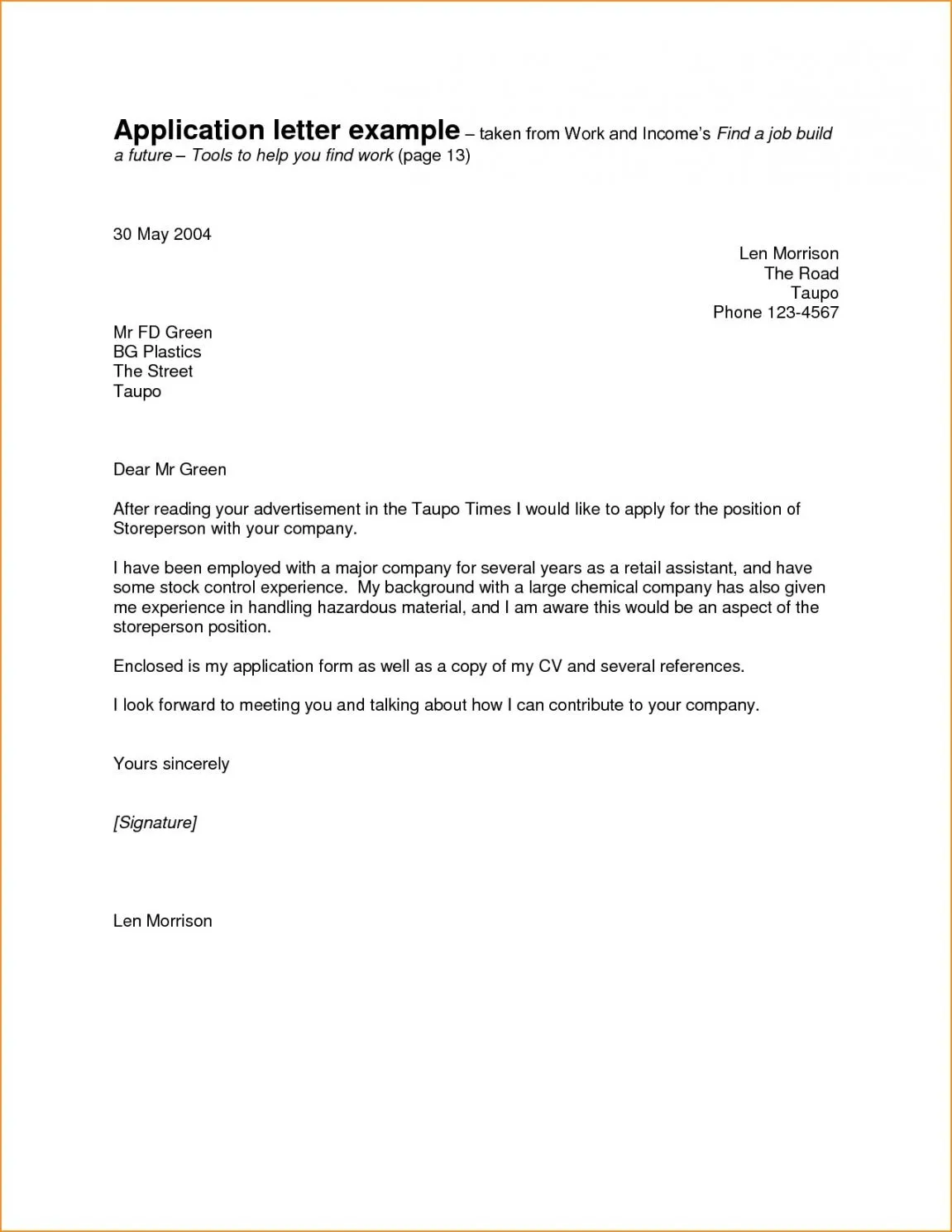 40367 email cover letter example