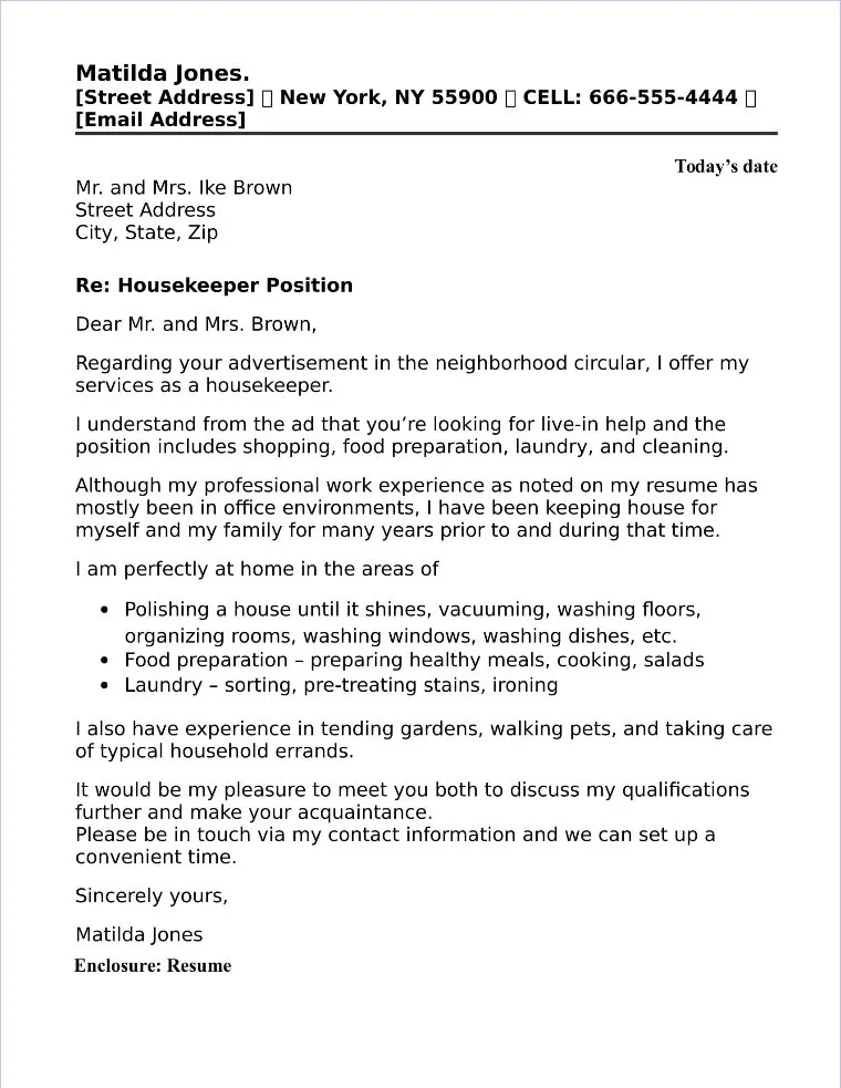 40368 housekeeper resume example
