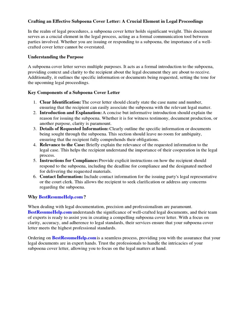 40377 subpoena cover letter header