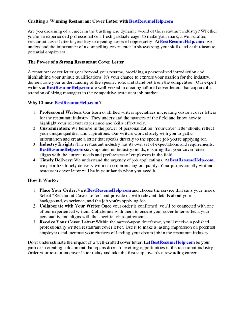 40384 restaurant cover letter tips