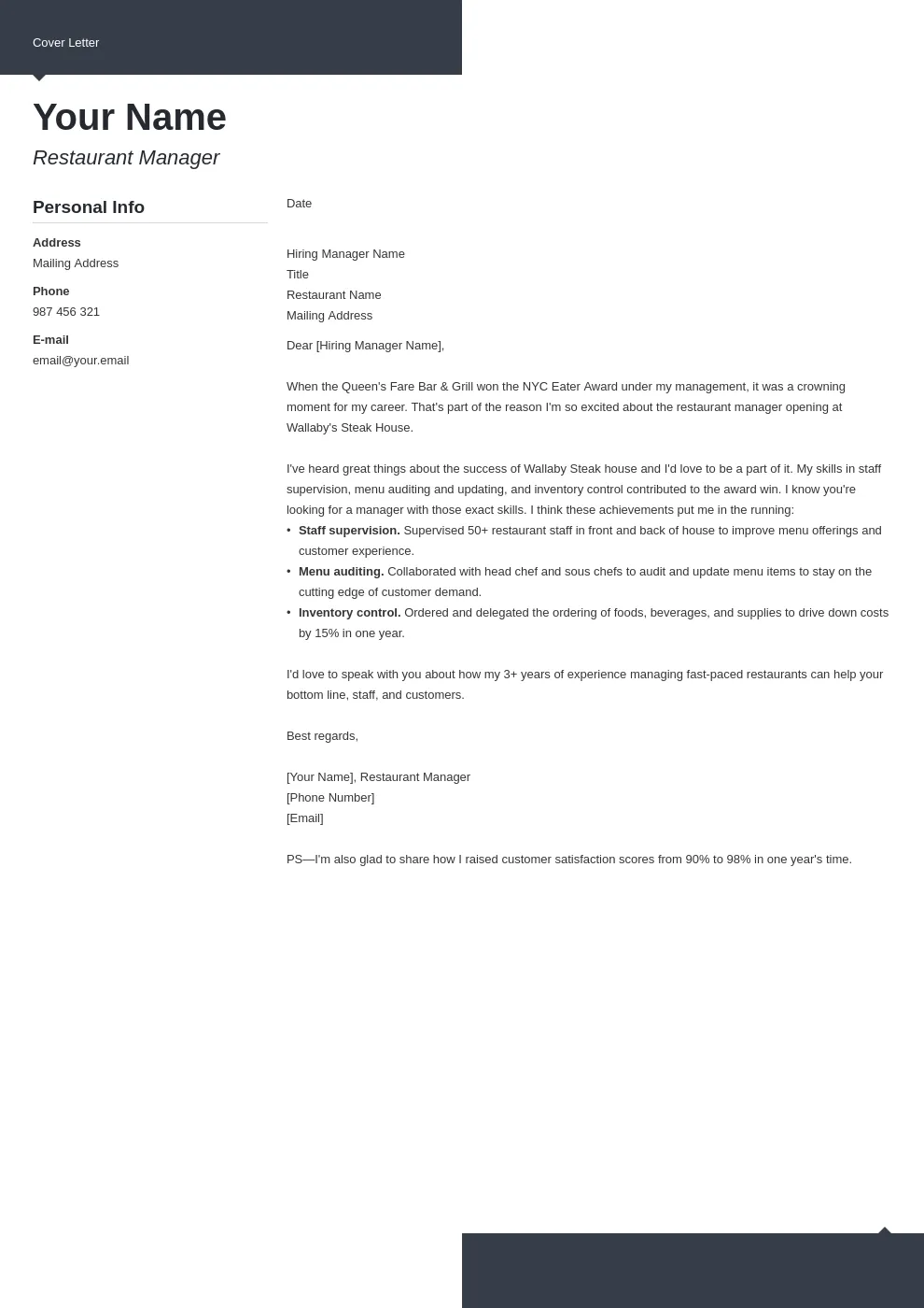 40384 restaurant kitchen staff cover letter