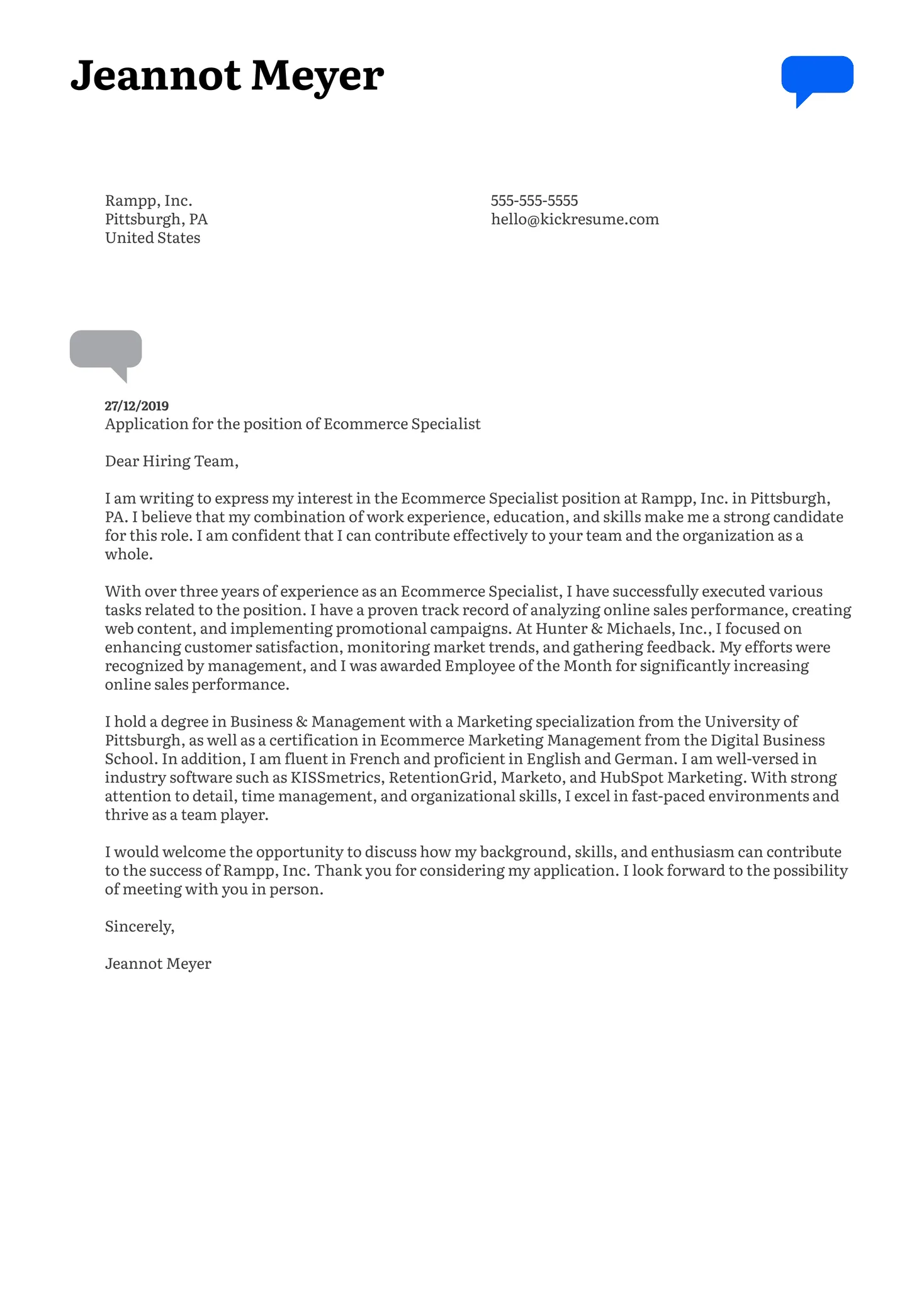40401 cover letter components