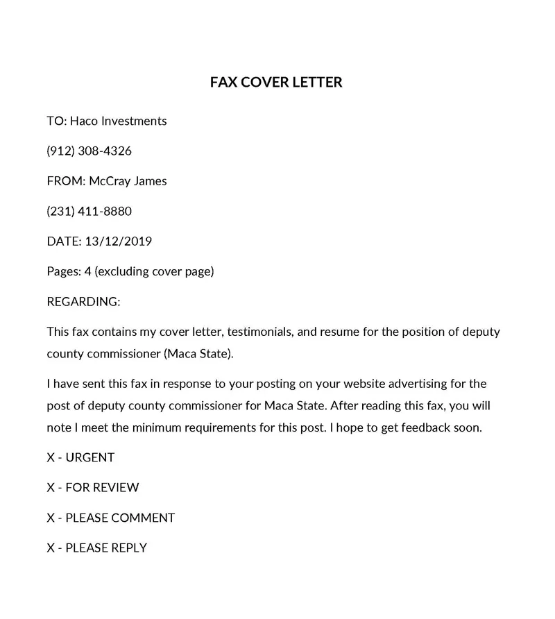 40402 fax cover letter tips