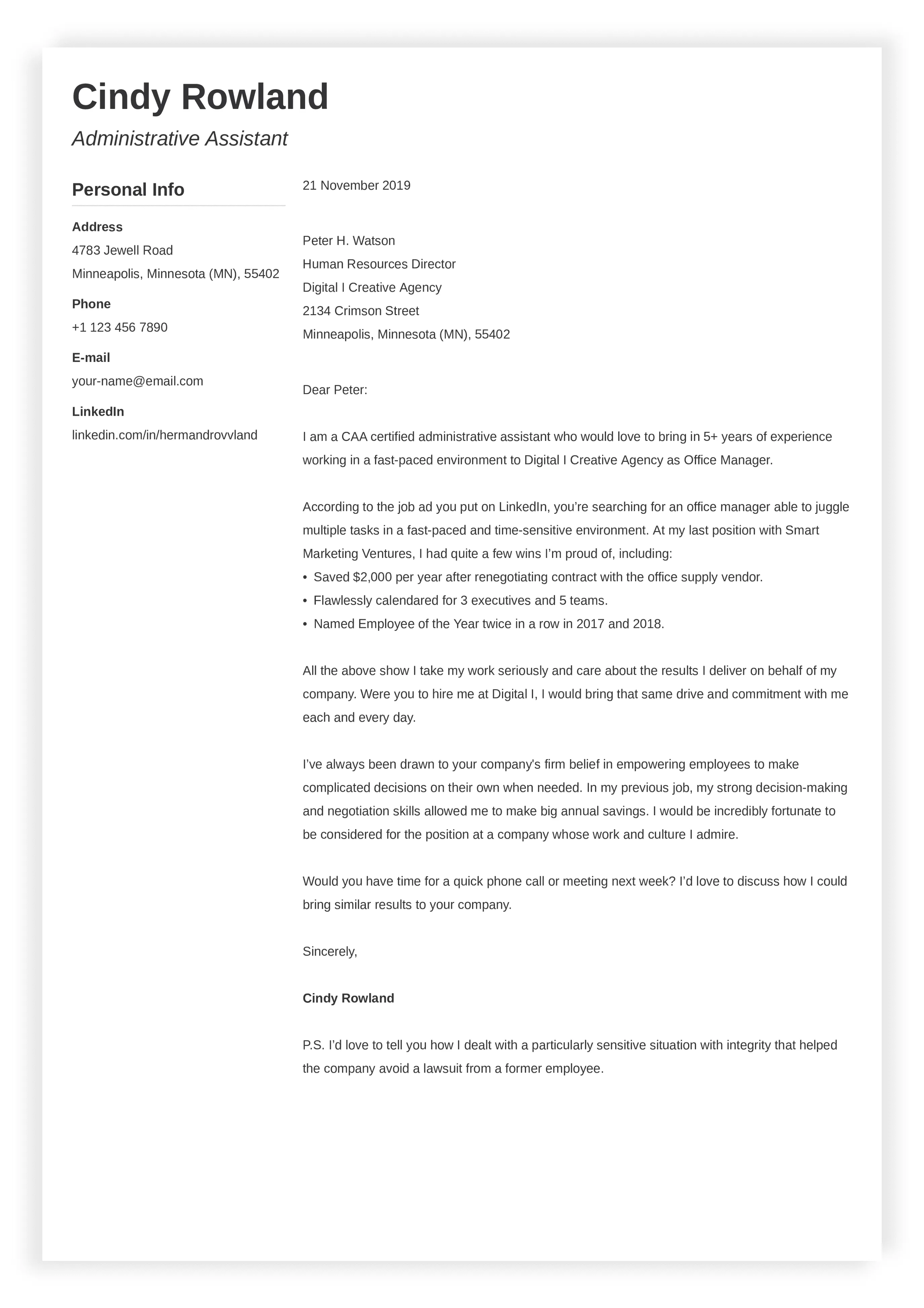 40425 cover letter achievements