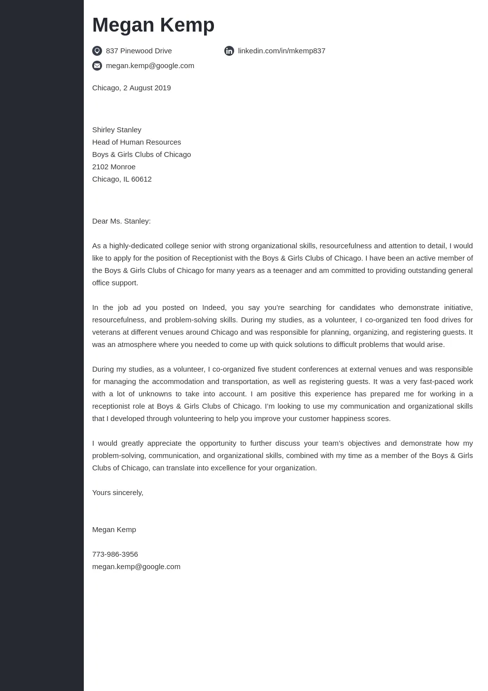 40431 cover letter formatting