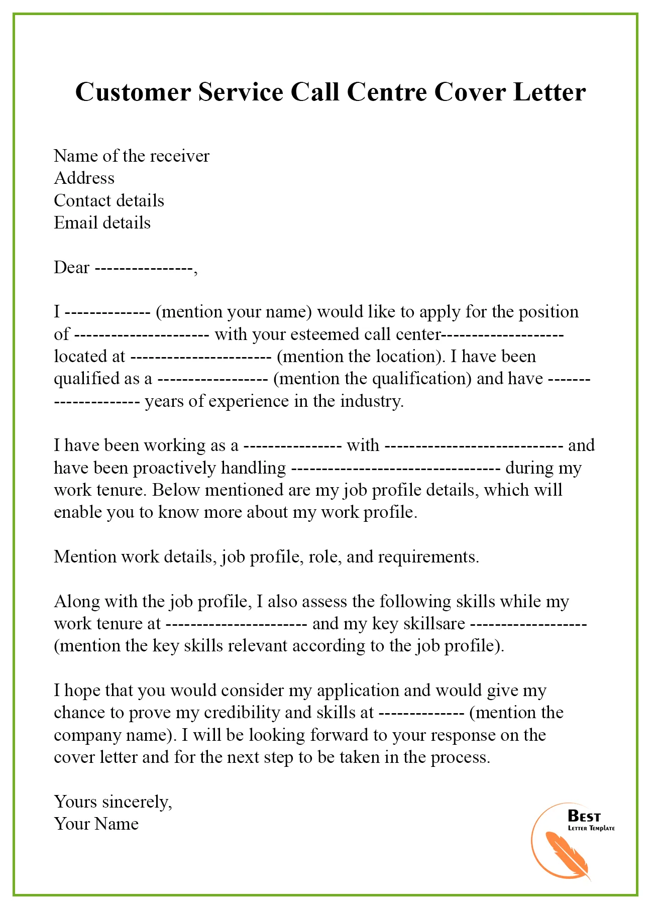 40432 customer service call center cover letter 1