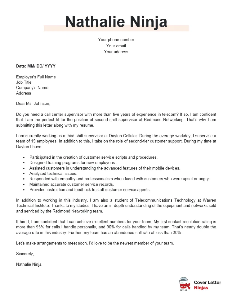 40432 customer service call center cover letter 2