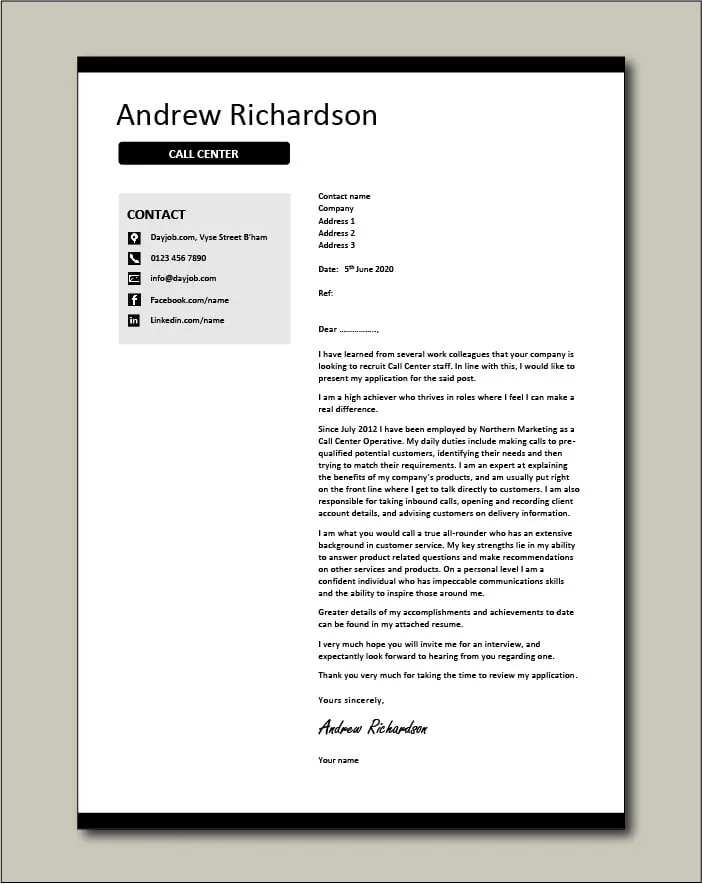 40432 customer service call center cover letter 3