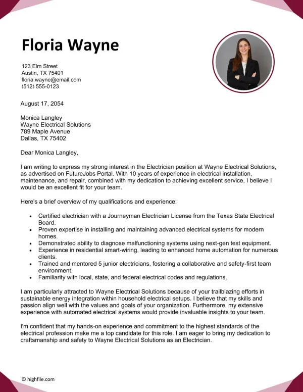 40436 cover letter structure