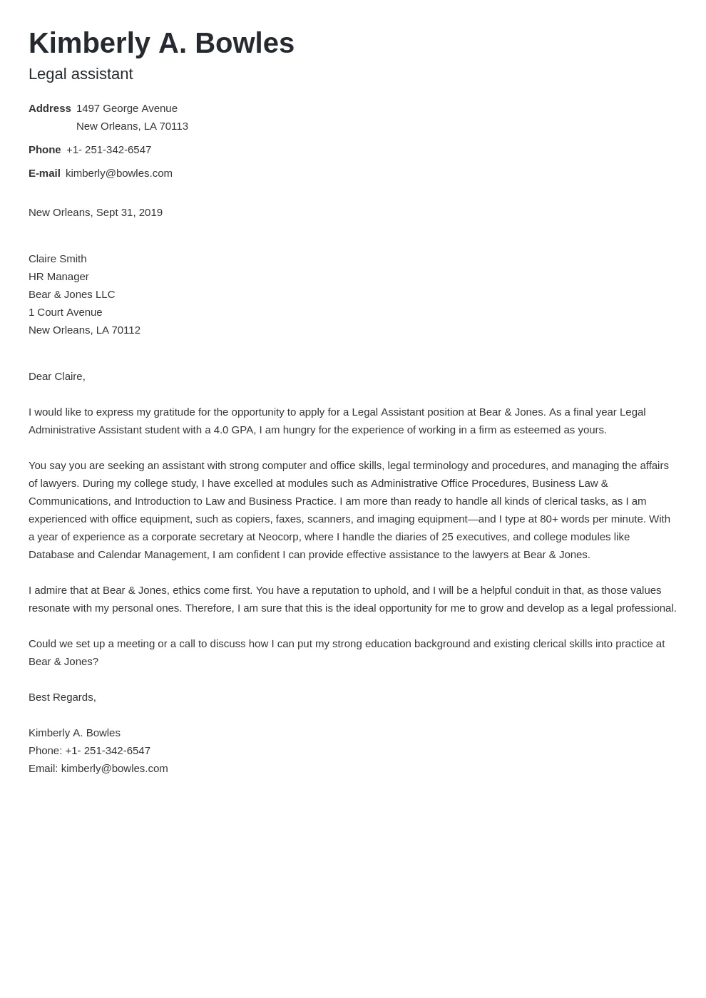 40442 cover letter formatting
