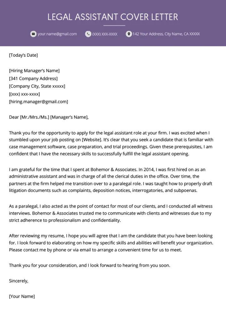 40442 legal assistant cover letter header