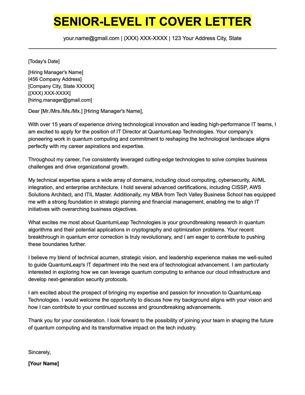 40461 cover letter formatting
