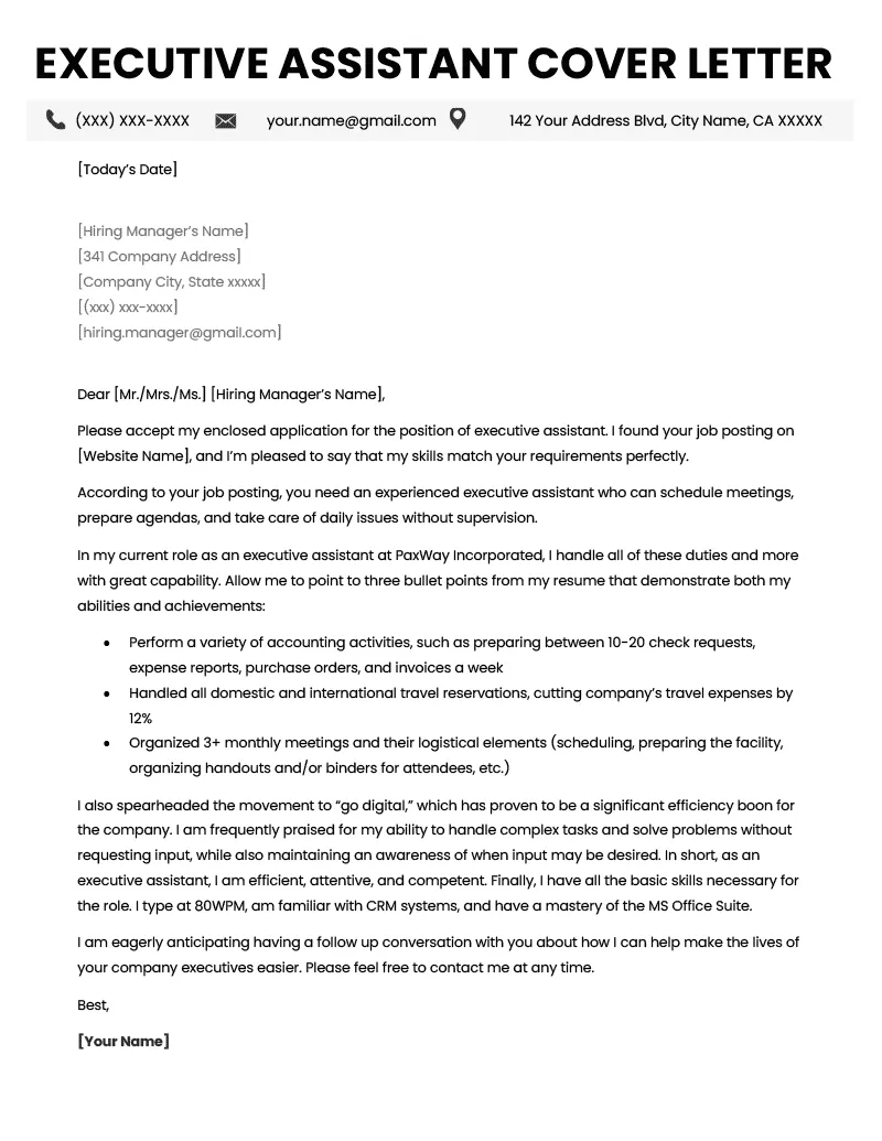 40462 office assistant cover letter structure