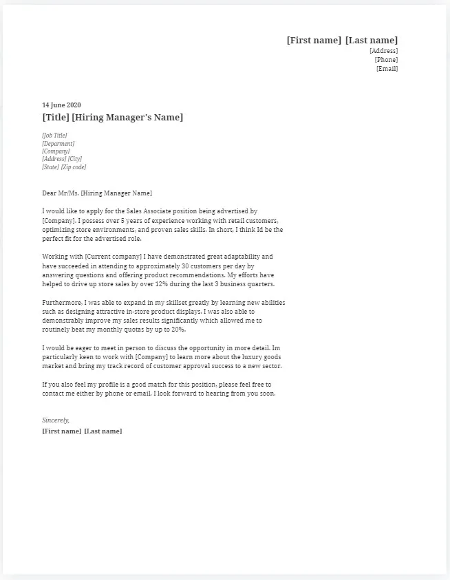 40465 cover letter formatting