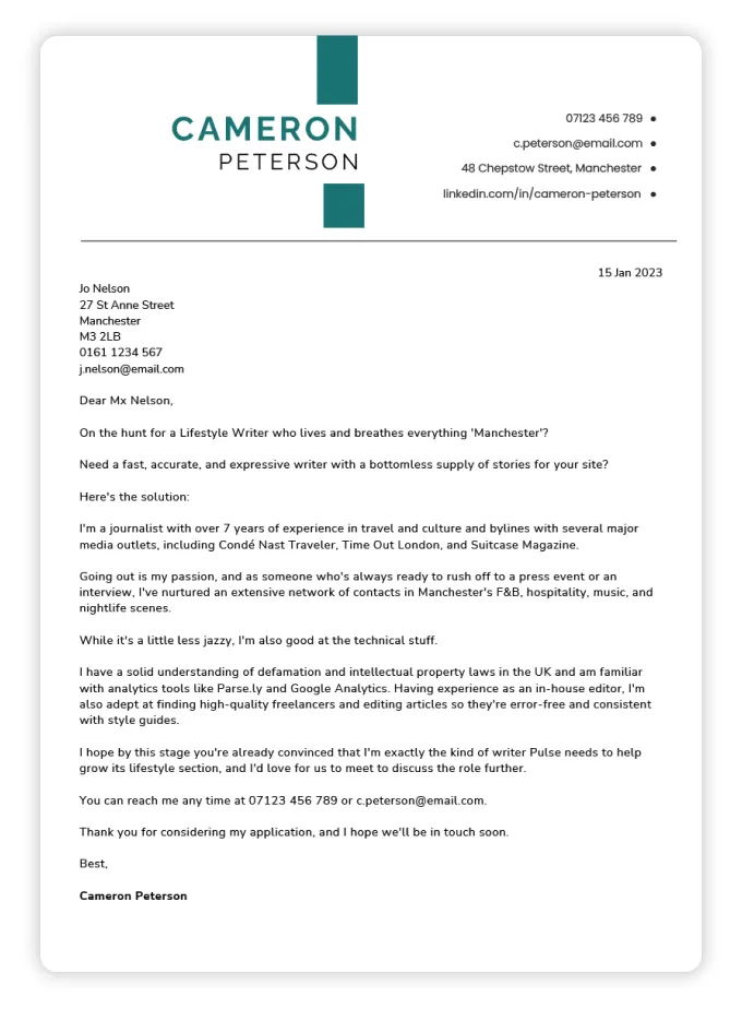 40468 cover letter formatting