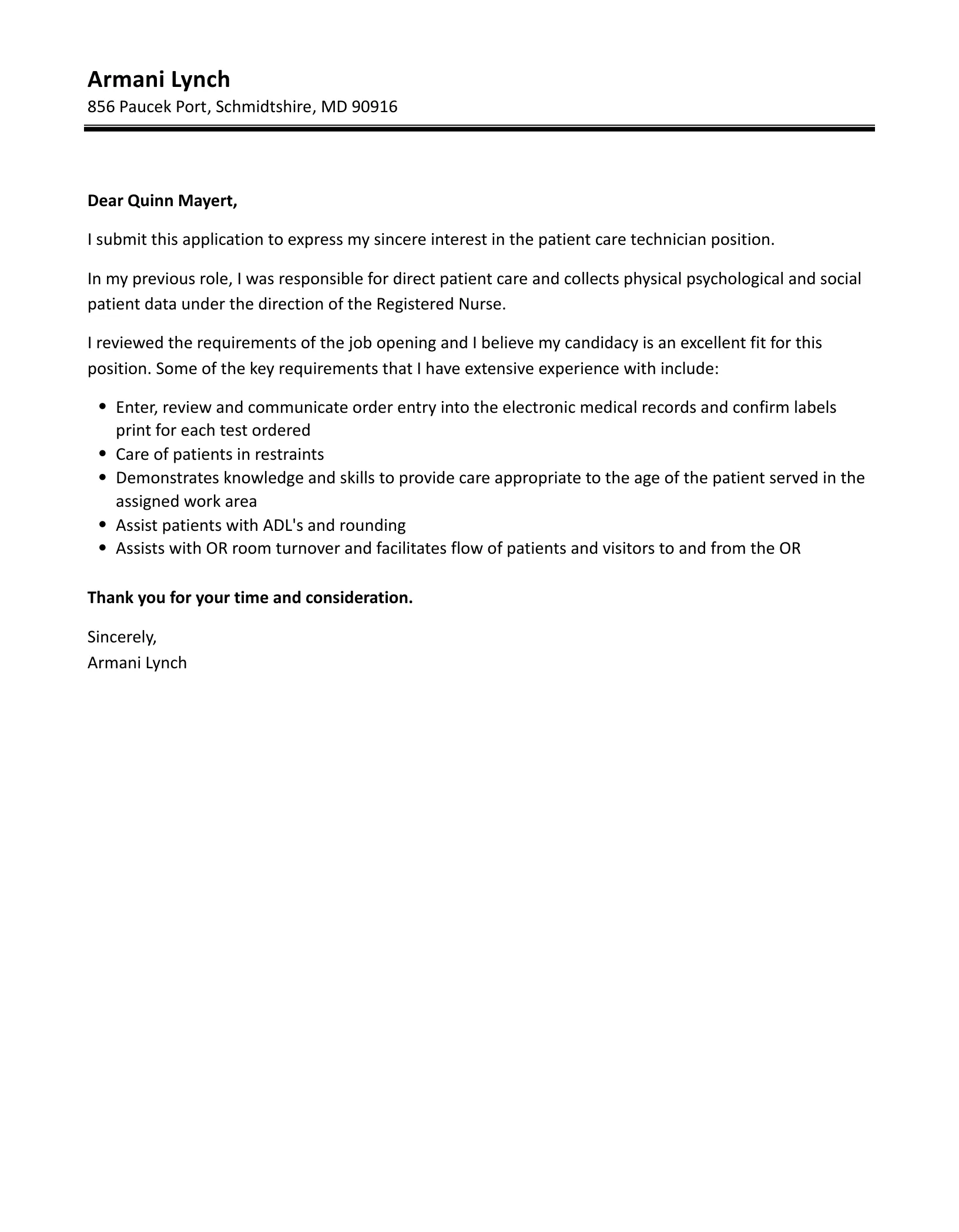 40485 patient care technician empathy