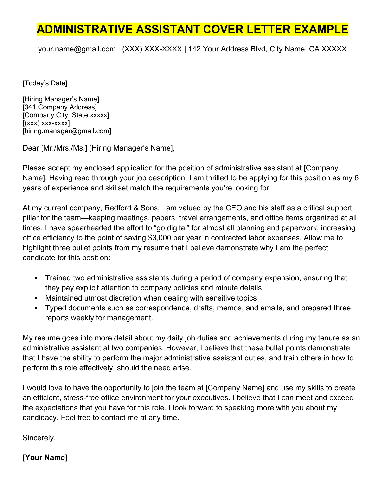 40486 admin skills cover letter