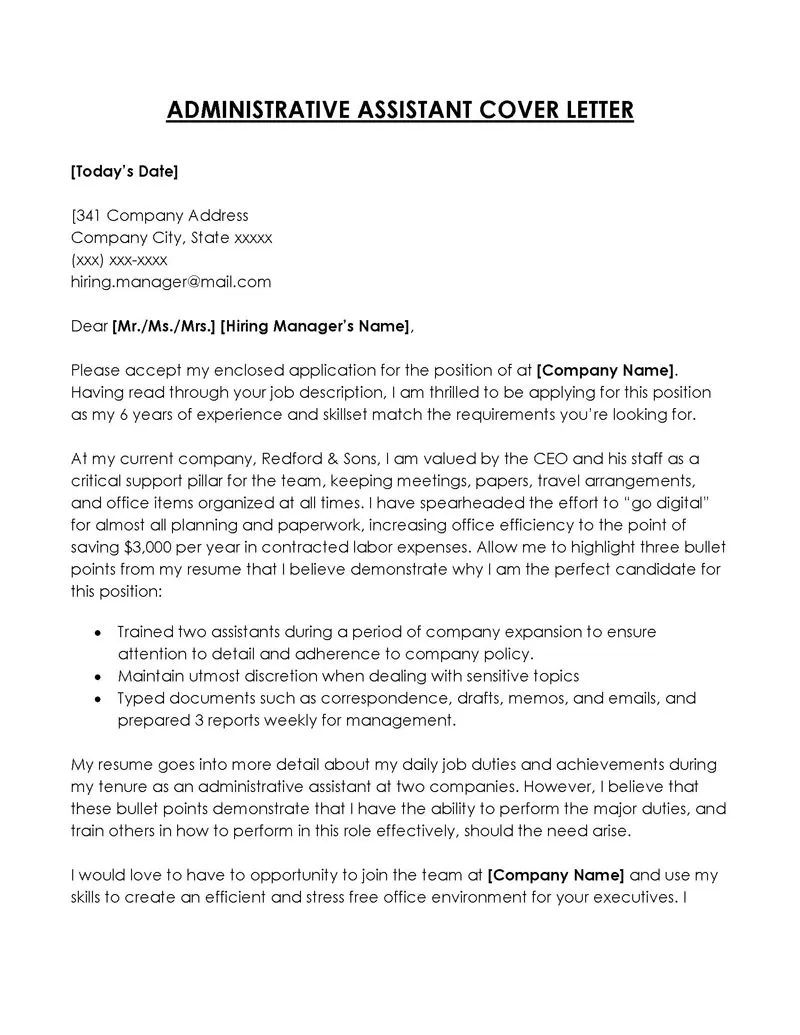40506 admin achievements cover letter