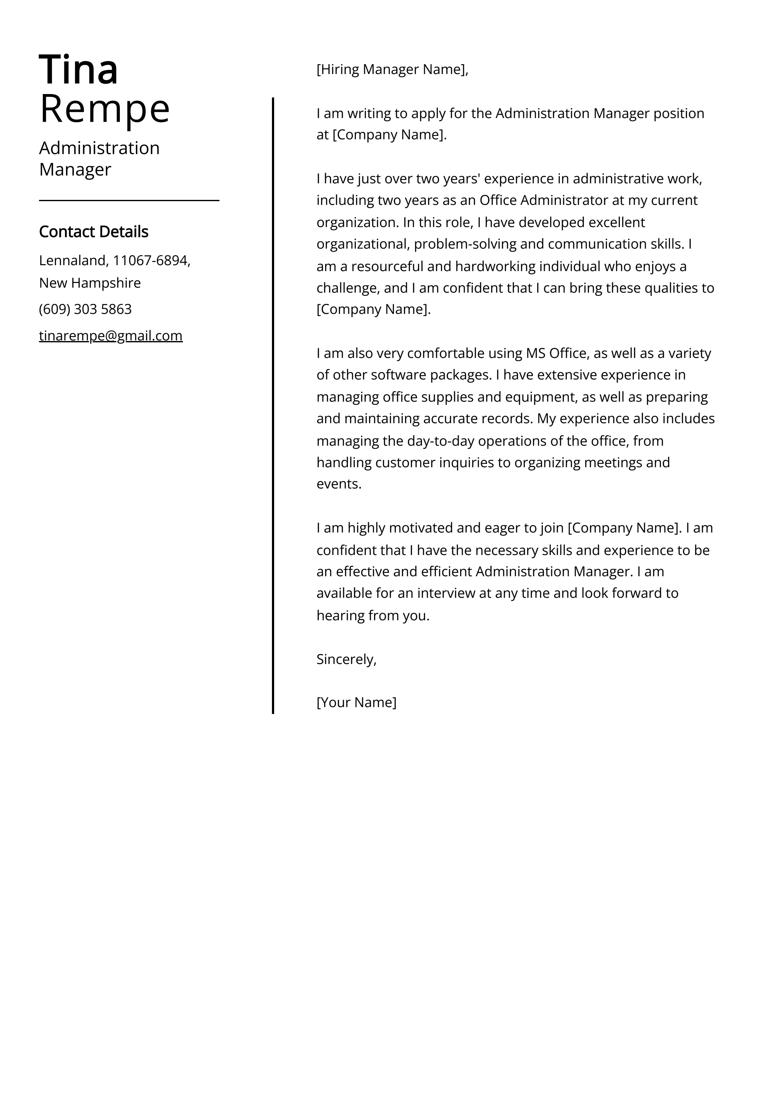 40513 admin cover letter skills