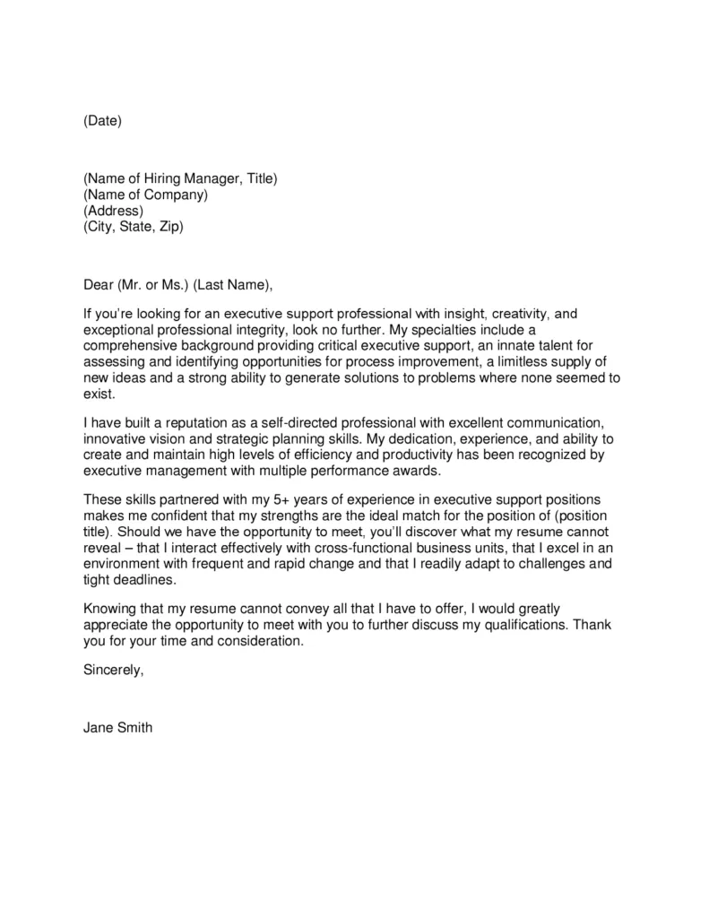 40515 executive assistant cover letter