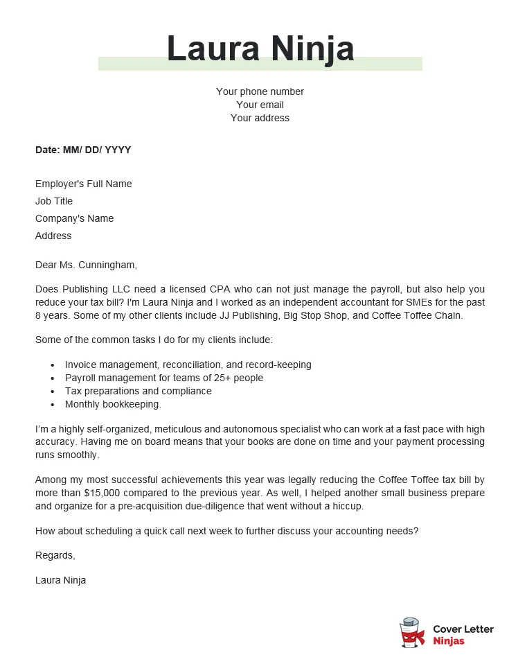 40534 accounting cover letter writing