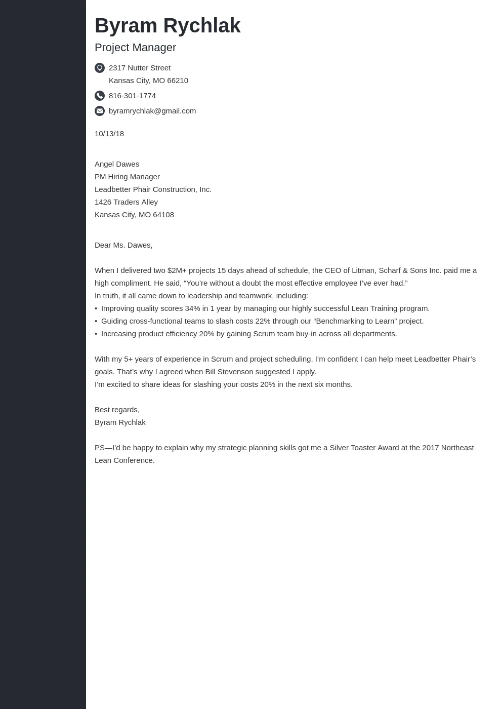 40535 professional cover letter